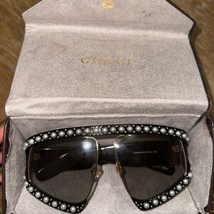 Gucci Black Pearl-Embellished Sunglasses